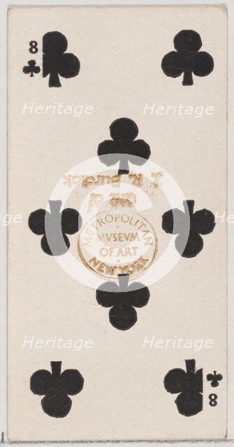 Eight Clubs (black), from the Playing Cards series (N84) for Duke brand cigarettes, 1888., 1888. Creator: Unknown.