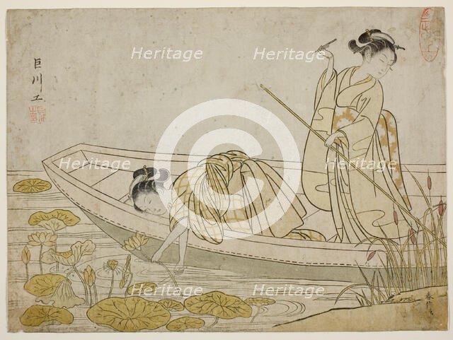 Gathering Lotus Flowers, 1765. Creator: Suzuki Harunobu.