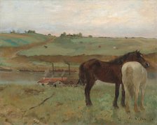 Horses in a Meadow, 1871. Creator: Edgar Degas.