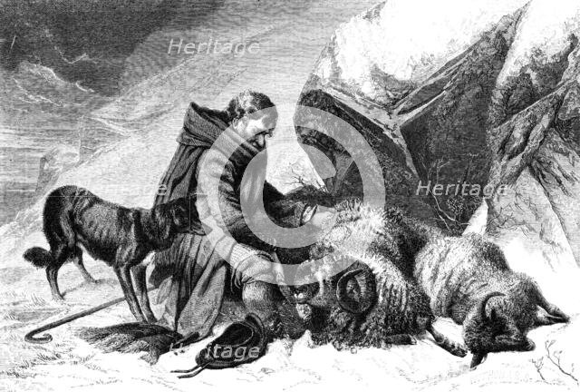 "Severe Weather" - painted by R. Ansdell - from the Exhibition of the British Institution, 1856.  Creator: W Thomas.