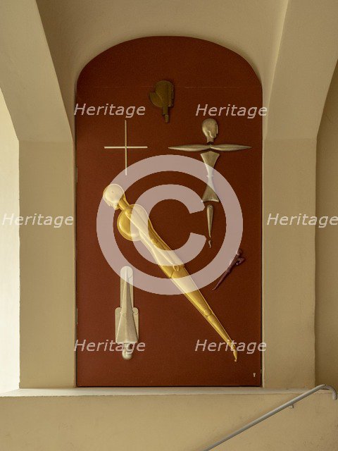 Relief by Joost Schmidt, main building, Bauhaus-University, Weimar, Germany,  (1904-1911), 2018.  Artist: Alan John Ainsworth.