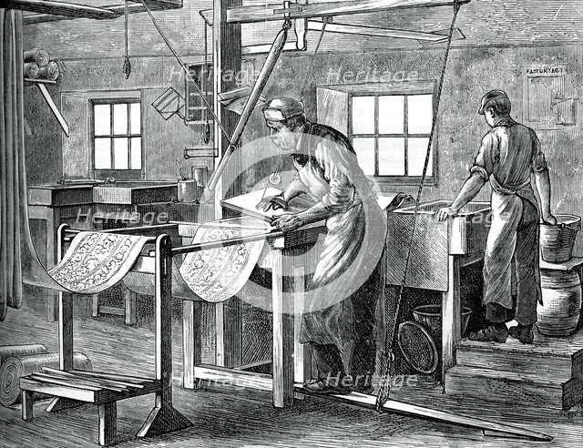Block printers at work, c1880. Artist: Unknown
