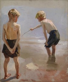 Boys Playing on the Shore, study, 1884. Creator: Albert Edelfelt.