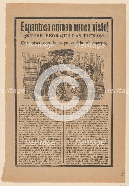 Broadsheet relating to the sensational story of a woman who was worse than wild a..., ca. 1900-1910. Creator: José Guadalupe Posada.