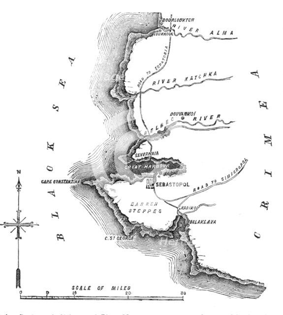 Siege of Sebastopol - map, 1854. Creator: Unknown.