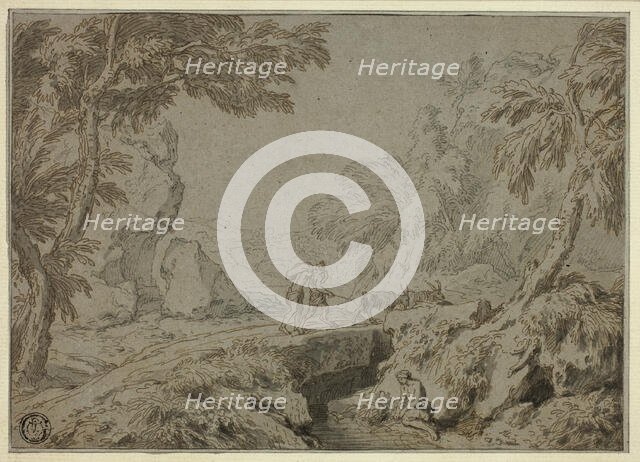 Landscape with Satyr, Goats and Other Figures, n.d. Creator: Abraham Genoels II.