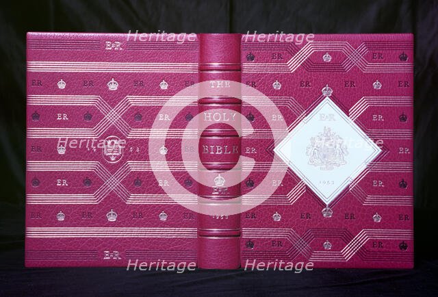 The Bible handed to Queen Elizabeth II during her coronation ceremony, 1953. Creator: Arthur Charles Kirby Ware.