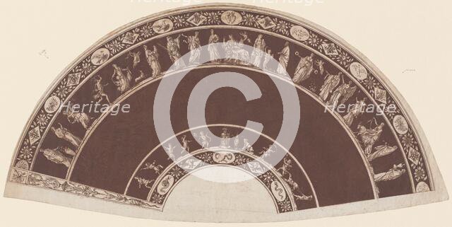 A Fan with Classical Figures Processing to Apollo, c. 1795. Creator: Unknown.