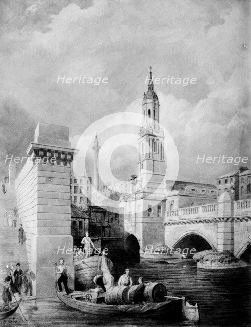 London Bridge and Church of St Magnus the Martyr, London. Artist: Unknown