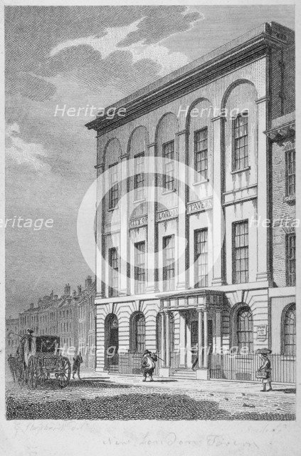 View of the City of London Tavern from Bishopsgate, City of London, 1809. Artist: Samuel Rawle