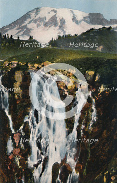 'Myrtle Falls and Mount Rainier', c1916. Artist: Asahel Curtis.
