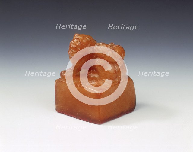 Tianhuang soapstone seal with Buddhist lion finial, Ming dynasty, probably 1st half of 17th century. Artist: Unknown