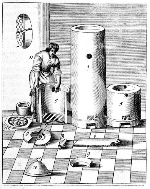 Athanor or 'Slow Harry', a self-feeding furnace maintaining a constant temperature, 1683. Artist: Unknown