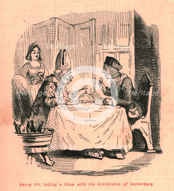 'Henry VII taking a chop with the Archbishop of Canterbury', 1897. Creator: John Leech.