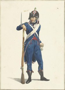 Member of the Rotterdam armed citizen force with a rifle, 1758-1805. Creator: Dirk Langendijk.