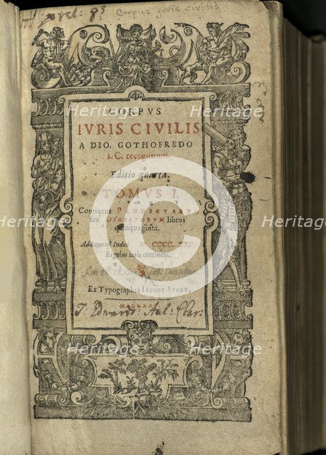 Justinianus Corpus Iuris Civilis (Body of Civil Law). Frontispiece, 1625.