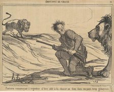 Parisien commencant a regretter ... la chasse au lion ..., 19th century. Creator: Honore Daumier.