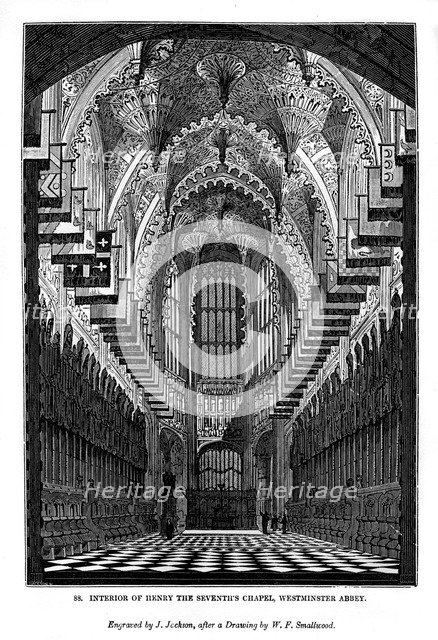 Interior of Henry VII Chapel, Westminster Abbey, 1843. Artist: J Jackson