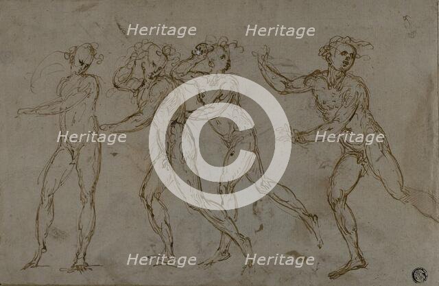 Four Running Male Nudes (recto); Holy Family with the Infant John the Baptist (verso), n.d. Creator: Unknown.