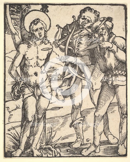 Martyrdom of St. Sebastian with Two Crossbow Men. Creator: Hans Baldung.