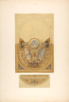 Design for the decoration of an oval ceiling with putti and garlands; with a detail of a lunette, 18 Creators: Jules-Edmond-Charles Lachaise, Eugène-Pierre Gourdet.