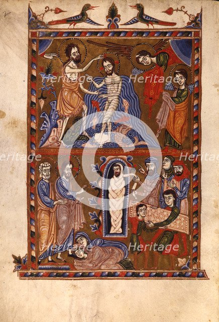 The Baptism of Christ. The Raising of Lazarus (Manuscript illumination from the Matenadaran Gospel),