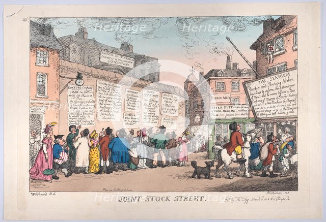 Joint Stock Street, March 10, 1808., March 10, 1808. Creator: Thomas Rowlandson.