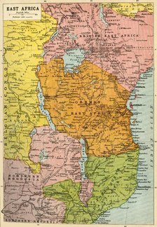 Map of East Africa, First World War, (c1920). Creator: John Bartholomew & Son.