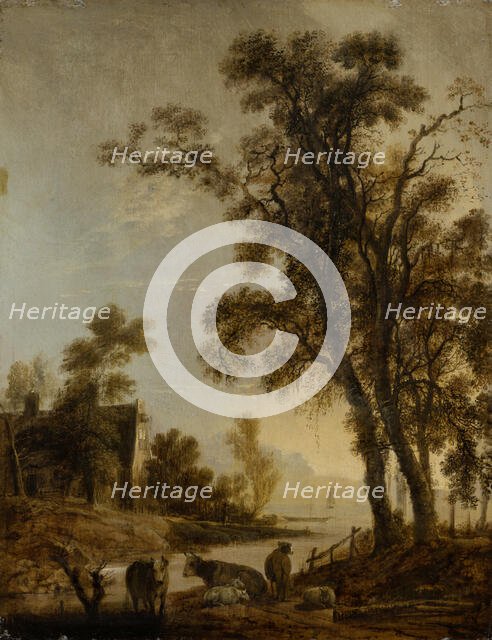 River Bank with Cattle, c1645-1650. Creator: Aert van der Neer.