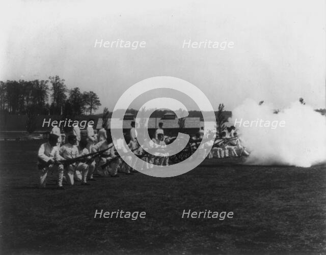 U.S. Naval Academy, Annapolis: artillery drill, (1902?). Creator: Frances Benjamin Johnston.