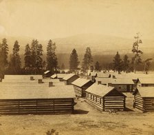 No 2, log huts, winter quarters of the Br N Am Boundary Commission on..., between 1858 and 1861. Creator: Unknown.