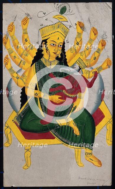 Parvati enthroned nursing Ganesha. Creator: Unknown.