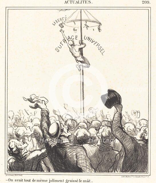 On avait tout de même joliment graissé le mât, 1869. Creator: Honore Daumier.
