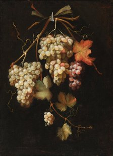 Arrangement of dark and white grapes. Creator: Everbroeck, Frans van (1637/39-1676/93).