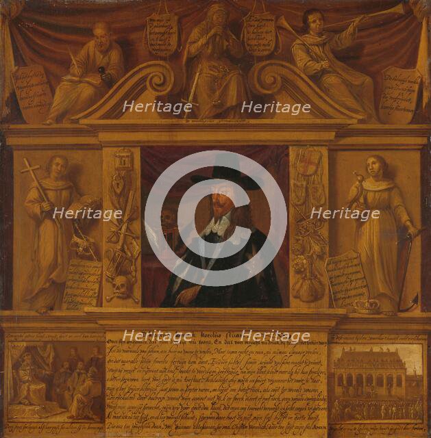 Portrait of Charles I, King of England, in a Frame with Allegorical Figures and Historical Represent Creator: Anon.