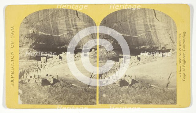 Ruins in Cañon de Chelle, N. M., in a cavity in the wall, 60 feet above present bed of Cañon..., 187 Creator: Tim O'Sullivan.