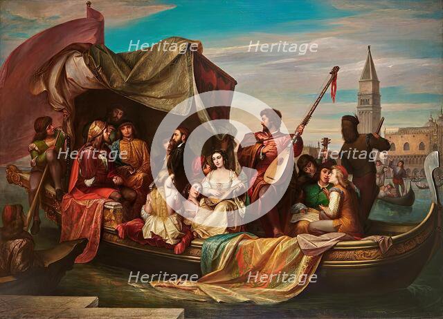 Giovanni Bellini and Albrecht Dürer are celebrated by Venetian artists, 1856. Creator: Jacopo de Andrea.