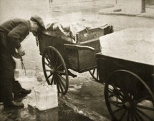 Ice man making his morning deliveries in West 10th Street, New York, USA, c1910s-c1930s(?). Artist: Unknown