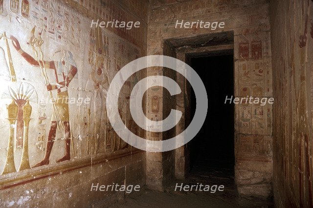 Wallpaintings, Temple of Sethos I, Abydos, Egypt, 19th Dynasty, c1280 BC. Artist: Unknown