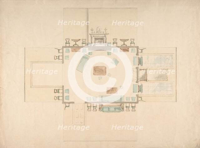 Plan and Elevations of a Room, early 19th century. Creator: Anon.