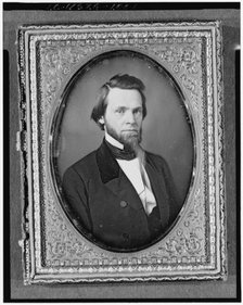 John Sherman, head-and-shoulders portrait, full face, between 1840 and 1860. Creator: Unknown.