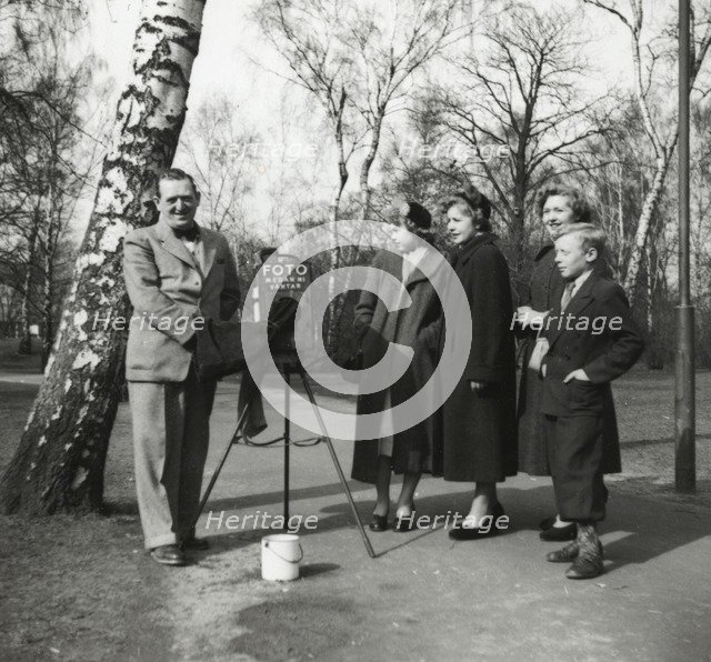 A photographer in a park, Landskrona, Sweden 1952. Artist: Unknown