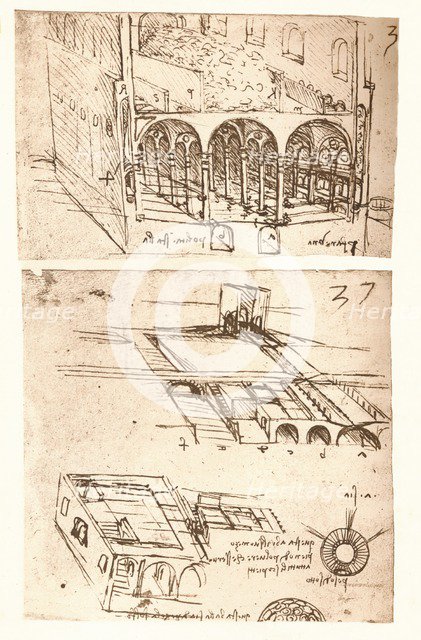Two architectural drawings, c1472-c1519 (1883). Artist: Leonardo da Vinci.