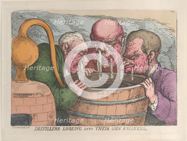Distillers Looking into Their Own Business, October 10, 1811., October 10, 1811. Creator: Thomas Rowlandson.