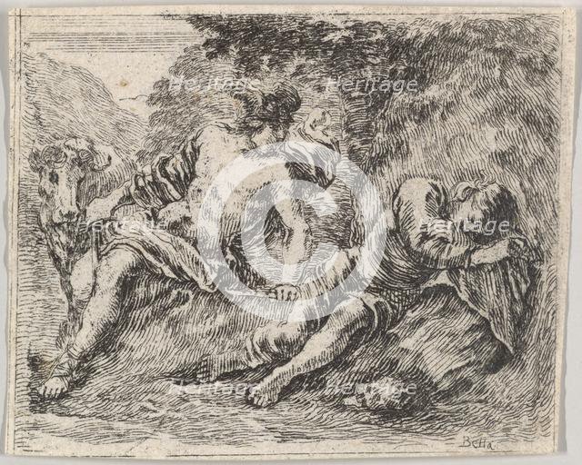 Mercury and Argos, from 'Game of Mythology' (Jeu de la Mythologie), 1644. Creator: Stefano della Bella.