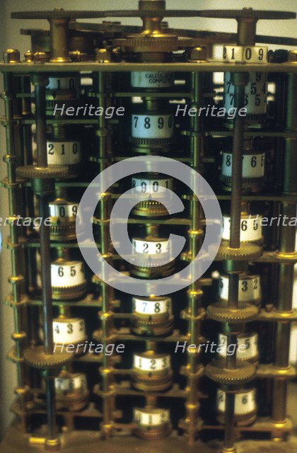 Charles Babbage's Difference Engine No 1, prototype calculating machine, 1824-1832. Artist: Joseph Clement