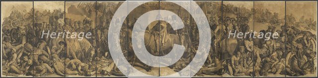 Cartoon for 'The Meeting of Wellington and Blücher After the Battle of Waterloo', March, 1858. Creator: Daniel Maclise.