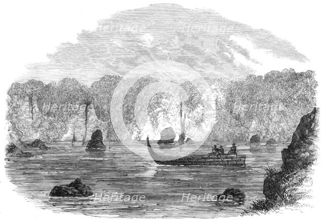 An Exploring Party on the West Coast of New Zealand: floating down the River Teramakau, 1865. Creator: Unknown.