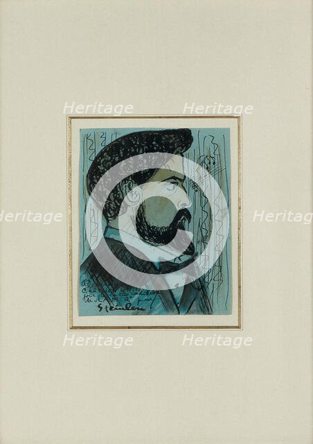 Portrait of the composer Claude Debussy (1862-1918), 1908. Creator: Steinlen, Théophile Alexandre (1859-1923).