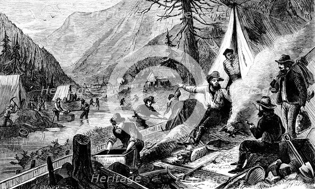 Washing for gold, California, c1850. Artist: Unknown